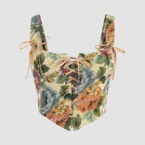 Cider Multicolor Floral Lace-Up Tank Top